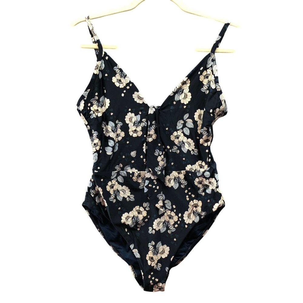 Anthropologie Seafolly Splendour One Piece Swimsuit Womens 12 Floral Teal Tie